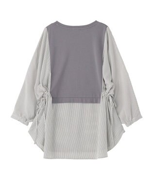 Green Parks 脇リボンドッキングチュニック Stripe Gray