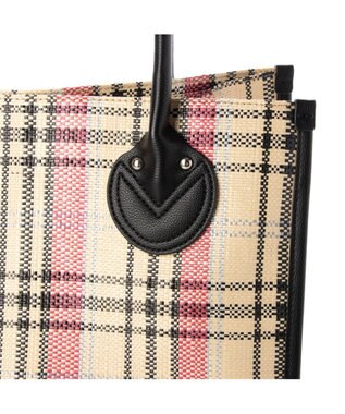 UNBILLION cachecache チェック柄ポリプロピレンシートトートバッグ ベージュ