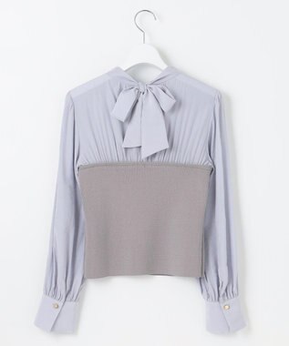 Feroux 【洗える】ビスチェドッキングニット プルオーバー スカイブルー系