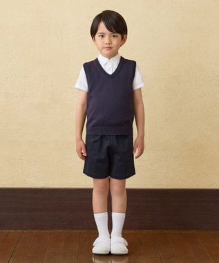 MIKI HOUSE HOT BISCUITS 【ミキハウス】【95-130cm】 ポンチジャージ素材のハーフパンツ(ひざ上丈) 紺