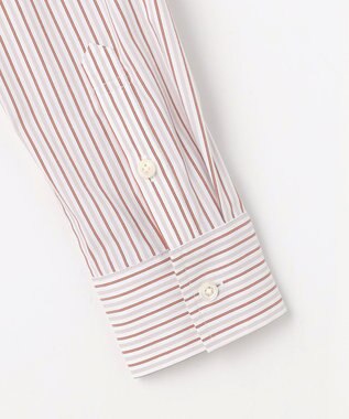 J.PRESS LADIES BEZコットンナイロン ストライプ シャツ ブラウス ホワイト×グレー系