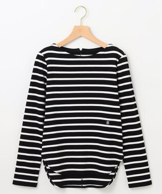 組曲 【ストレッチ・長袖】コットンフライス バスクTシャツ ブラック系1