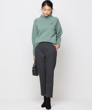 組曲 【WEB限定カラーあり】ウールライクストレッチ イージーパンツ チャコールグレー系