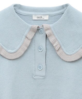 earth music&ecology 配色フリルカラーニットプルオーバー Blue