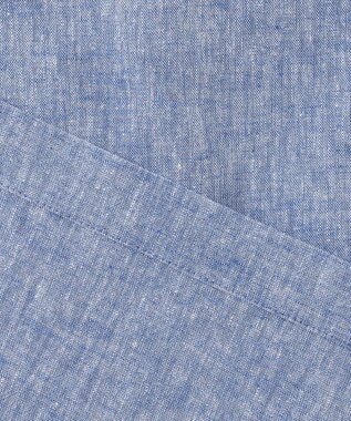 23区 【SLOW/洗える】リネンコットン 半袖クロップドシャツ ブルー系