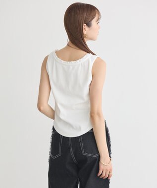 earth music&ecology フリルロゴノースリーブプルオーバー Off White