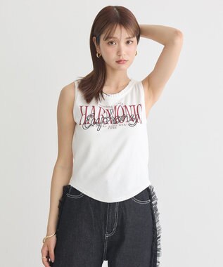 earth music&ecology フリルロゴノースリーブプルオーバー Off White