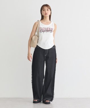 earth music&ecology フリルロゴノースリーブプルオーバー Off White