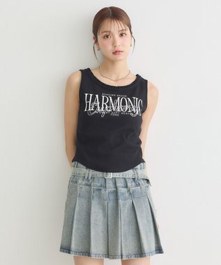 earth music&ecology フリルロゴノースリーブプルオーバー Black