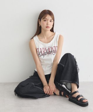 earth music&ecology フリルロゴノースリーブプルオーバー Off White