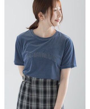 Te chichi シアーベロアロゴ刺繍Tシャツ ブルー