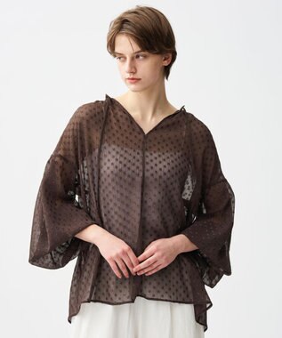 uncrave シアードットジャガード ブラウス ブラウン