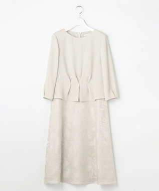 自由区 L 【17号サイズまで展開・カタログ掲載】フラワーオパールプリント ワンピース ベージュ