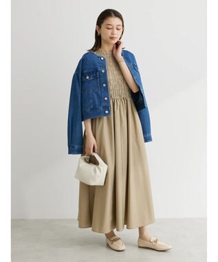 Green Parks ・Ｄｏｕｂｌｅ　Ｆｌａｇｓ　シャーリングノースリワンピ Beige