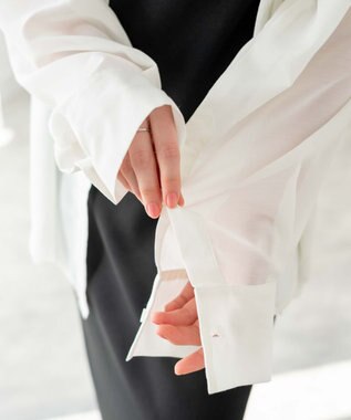 WEGO ボリュームスリーブシアーシャツ ホワイト