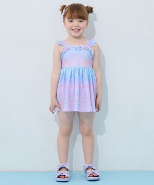 ANY KIDS 【UVカット】フリルワンピース水着 レインボー×マリン