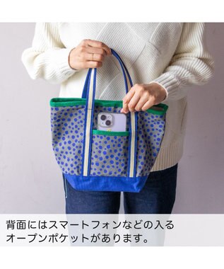 tsumori chisato CARRY コットンポルカドット ハンドバッグ Sサイズ ネイビー