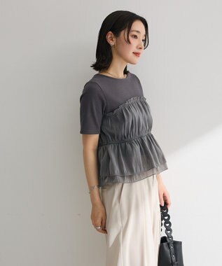 Green Parks オーガンジービスチェドッキング半袖プルオーハ Charcoal Gray