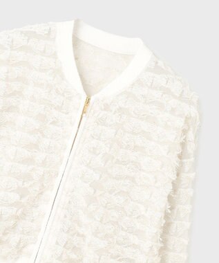 GRACE CONTINENTAL フリンジニットzipカーディガン ホワイト