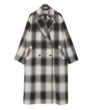 CRAFT STANDARD BOUTIQUE ウールライクロングコート Check Black