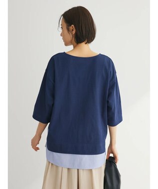 Green Parks 裾ドッキングレイヤー風７分袖プルオーバー Navy