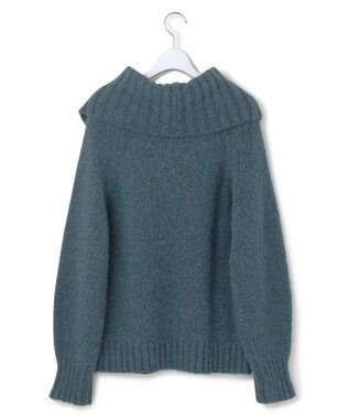 23区 S 【洗える】エアリーベビーアルパカ ボリュームカラー ニット グリーン系