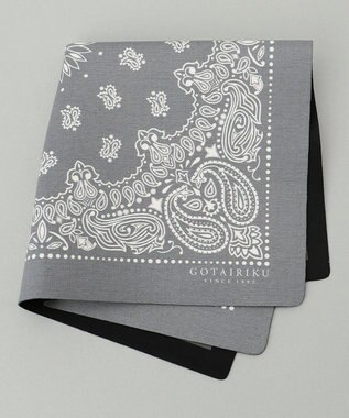 GOTAIRIKU BOX入りでギフトに最適【高機能吸水 / 抗菌防臭加工/シワになりにくい】バンダナハンカチ グレー×ペイズリー