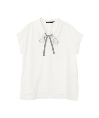YECCA VECCA 2wayストライプリボンブラウス Off White
