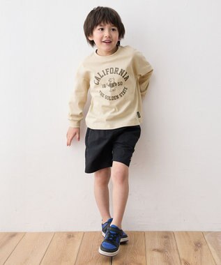 ANY KIDS ロゴプリント 長袖Tシャツ ベージュ