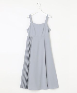 Feroux 【洗える】プリーツコンビ ジャンパースカート スカイブルー系