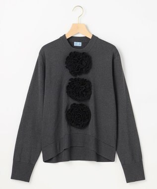 組曲 S 【組曲×setsuko sagittaire】ボンボンフラワー ニット グレー系