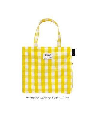 ROOTOTE 1029【ラミネート加工 正方形型 】SN.スクエア.ラミネート-Q 03：チェック・イエロー