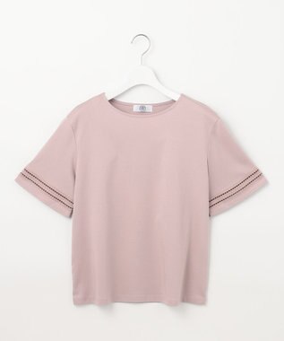 J.PRESS LADIES L 【接触冷感】コットンスムース 刺繍スリーブ カットソー ピンク系