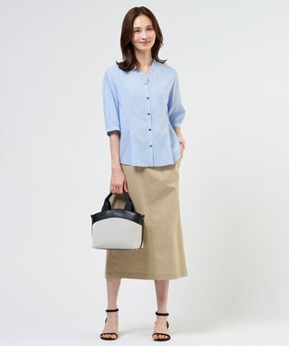 J.PRESS LADIES S 【人気素材】セルロースリネンストレッチ ナロー スカート ベージュ系