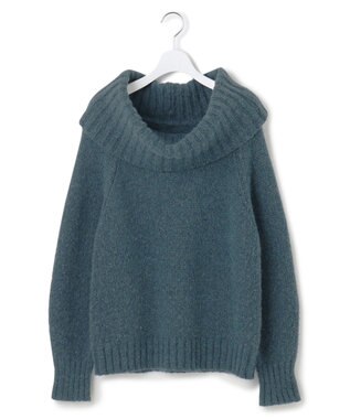 23区 S 【洗える】エアリーベビーアルパカ ボリュームカラー ニット グリーン系