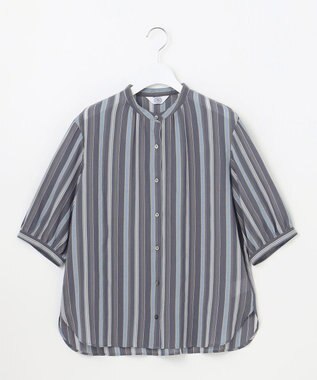 J.PRESS LADIES L 【洗える】ランダムストライプ ブラウス ネイビーストライプ系