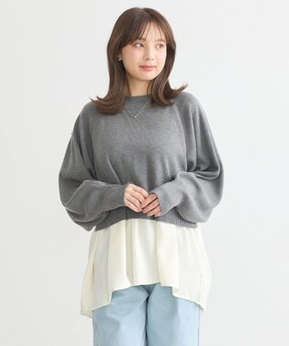 earth music&ecology ドッキングプリーツニット Gray Mixture