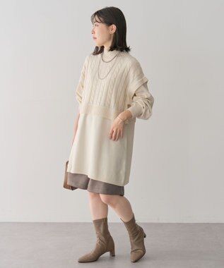 Green Parks ケーブルドッキングニットチュニック Ivory