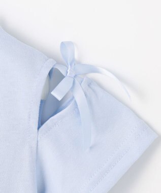 ANY KIDS 【洗濯機可能】肩あき ロゴ刺繍Tシャツ サックスブルー