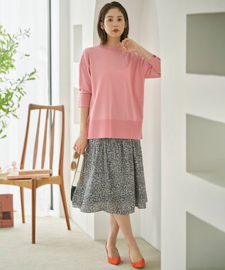 組曲 フラワーレイヤープリント ギャザースカート ピンク系5