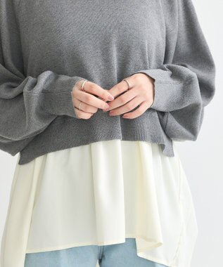 earth music&ecology ドッキングプリーツニット Gray Mixture