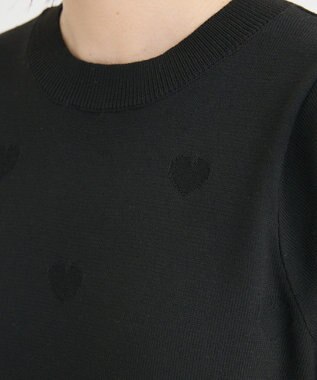 Green Parks ・ｓｗｉｎｇ　ｂｙ　ハート柄クルーニット Black