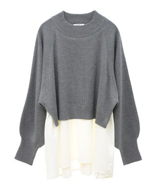 earth music&ecology ドッキングプリーツニット Gray Mixture