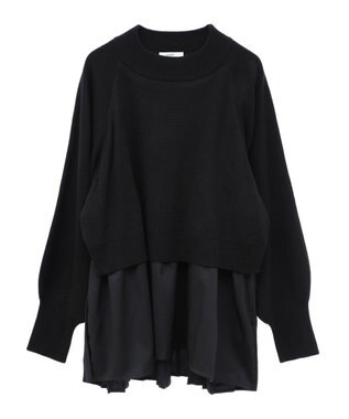 earth music&ecology ドッキングプリーツニット Black