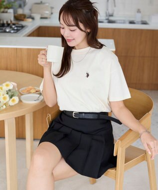 WEGO 【洗える/綿100%】USPOLOワンポイントTシャツ オフホワイト