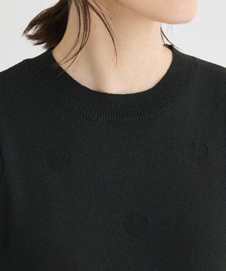 Green Parks ・ｓｗｉｎｇ　ｂｙ　ハート柄クルーニット Black