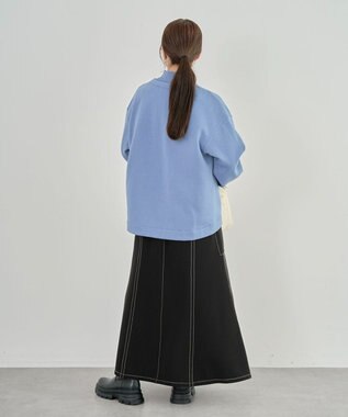 Green Parks 配色リブニットドッキング裏起毛プルオーバ Light Blue