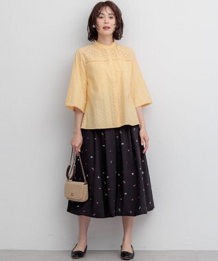 組曲 【WEB限定】ミニフラワーエンブロイダリー スカート ブラック系7