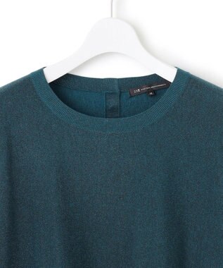 23区 L 【洗える/吊り干しOK】ヴィスコースストレッチ ドルマンスリーブ ラメ ニット ピーコックグリーン系