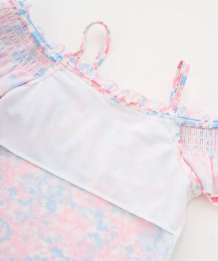 OP／FILA 【marie claire ENFANTS】花柄オフショルセパレートワンピース水着 ピンク